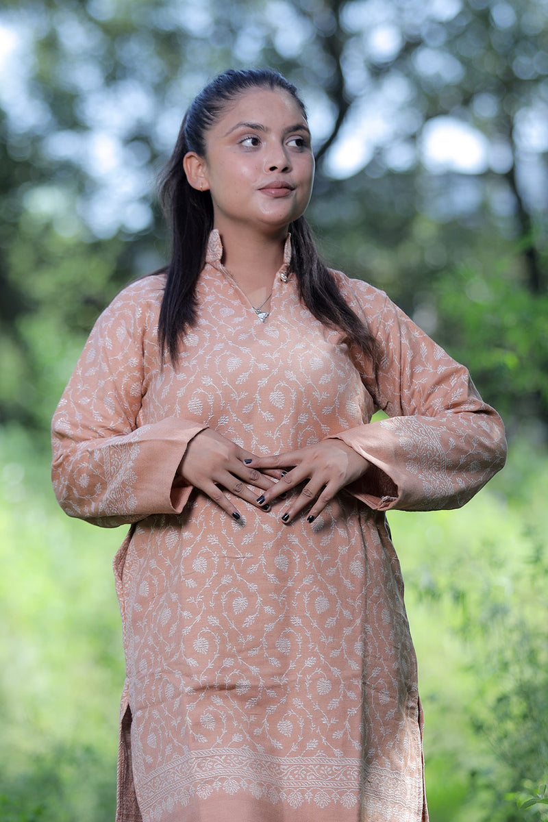 Beige colour kurti - CraftKashmir