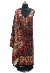 Black colour woollen salwar kameez With Stole All Over Kaani Print