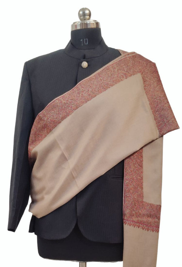 Brown Colour Mens Embroidery Shawl