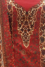 Maroon colour  woollen salwar kameez With Stole All Over Kaani Print