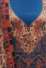 Blue colour woollen salwar kameez With Stole All Over Kaani Print