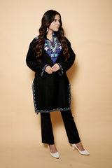 Black Colour Aari Work Woolen Kashmiri Kurti CraftKashmir