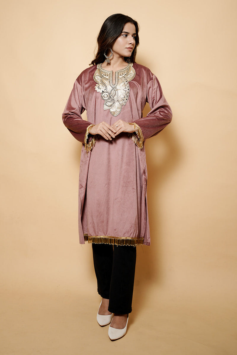 Pink Colour Kashmiri Pheran CraftKashmir