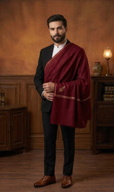 Maroon Colour Mens Kingri Shawl CraftKashmir