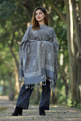 Grey kashmiri Woolen  shawls - CraftKashmir