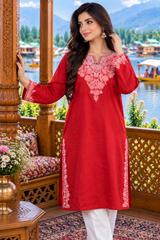 Red colour kurti CraftKashmir