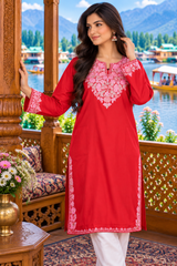 Red colour kurti CraftKashmir