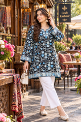 Black Kashmiri Aari Work Georgette Kurti – Elegant Ethnic Wear CraftKashmir
