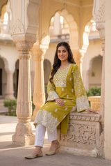 Yellow Kashmiri Kashidakari Georgette Kurti – Elegant Ethnic Wear CraftKashmir