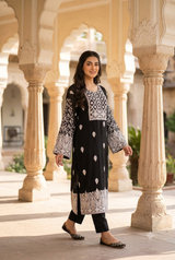 Black Kashmiri Kashidakari Embroidered Georgette Kurti CraftKashmir