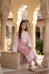 Pink Kashmiri Kashidakari Embroidered Georgette Kurti CraftKashmir