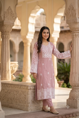 Pink Kashmiri Kashidakari Embroidered Georgette Kurti CraftKashmir