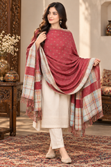 Maroon reversible wool shawl with elegant traditional styling