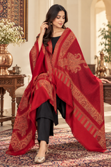 Maroon Kashmiri Jamawar Wool Shawl for Women – 100x200 cm CraftKashmir