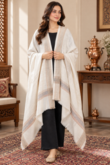 Cream Kashmiri Check Wool Shawl – Classic Reversible Style CraftKashmir
