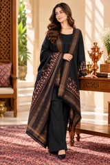 Stylish Black Kashmiri Wool Shawl for Women CraftKashmir