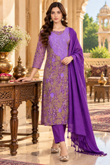 Purple Kashmiri Unstitched Salwar Kameez for Women CraftKashmir