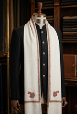 Off White Colour Mens  semi pashmina sozni work Shawl CraftKashmir