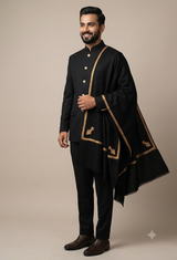 Black Colour Mens Kingri Shawl CraftKashmir
