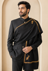 Black Colour Mens Kingri Shawl CraftKashmir
