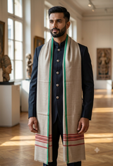 Plain Brown Men Shawl - Semi Pashmina Shawl CraftKashmir