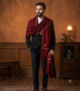 Maroon Colour Mens Kingri Shawl CraftKashmir