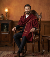 Maroon Colour Mens Kingri Shawl CraftKashmir