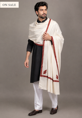 White Colour Mens Kashmiri Shawl CraftKashmir