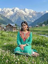 Kashmiri Phiran for Women – Green Floral Embroidered Traditional Kashmiri Dress CraftKashmir