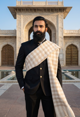 Beige Colour Stylish Check shawl CraftKashmir