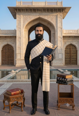Beige Colour Stylish Check shawl CraftKashmir