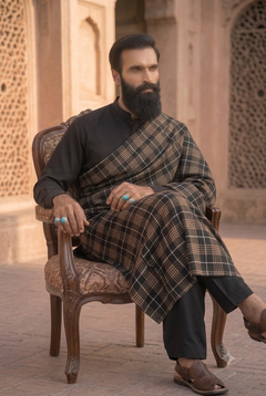 Men’s Black and Brown Plaid Checkered Shawl – Craft Kashmir CraftKashmir