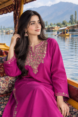 Magenta Kashmiri Embroidered Kurti for Women CraftKashmir