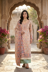 Pastel Green Kashmiri Woollen Unstitched Salwar Kameez with Stole CraftKashmir