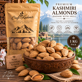 Kashmiri almonds with shell + Craft Kashmir branding + 1 KG