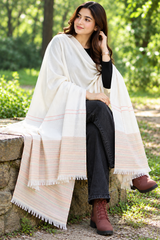 White Kashmiri Wool Shawl for Women | 100% Wool CraftKashmir