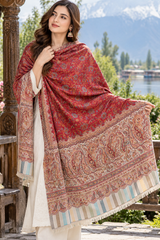 Maroon Kashmiri Kani Wool Shawl for Women CraftKashmir