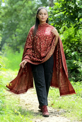 Maroon Kashmiri Zari Kani Wool Shawl CraftKashmir