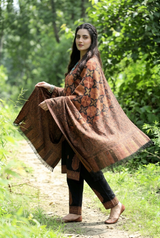 Black Kashmiri Jamawar Aari Embroidered Wool Shawl CraftKashmir