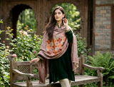 Brown Kashmiri Jamawar Wool Shawl with Aari-Style Embroidery CraftKashmir