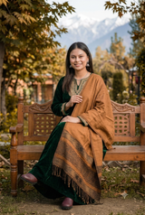 Rust Kashmiri Kullu Wool Shawl CraftKashmir