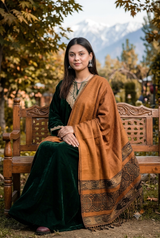 Rust Kashmiri Kullu Wool Shawl CraftKashmir