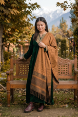 Rust Kashmiri Kullu Wool Shawl CraftKashmir