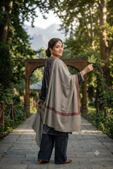 Beige Kashmiri Wool Shawl – Traditional Handcrafted Winter Shawl CraftKashmir