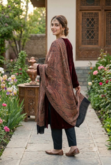 Black Jamawar Kashmiri Wool Shawl CraftKashmir