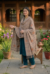 Beige Sozni Work Kashmiri Wool Shawl CraftKashmir