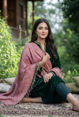 Pink Kashmiri Jamawar Pure Wool Shawl – Soft & Lightweight Traditional Shawl CraftKashmir