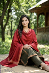 Maroon Kashmiri Sozni Embroidered Wool Shawl – Traditional Hand Embroidery CraftKashmir