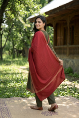 Maroon Kashmiri Sozni Embroidered Wool Shawl – Traditional Hand Embroidery CraftKashmir