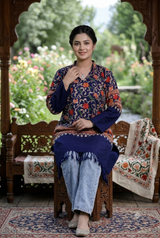 Blue Kashmiri Embroidered Woolen Kurti – Traditional Ethnic Winter Wear CraftKashmir